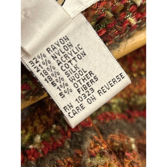 Vintage Talbots Fall Boucle Knit Cardigan Sweater Y2K Retro Medium Autumn Boho - Picture 5 of 5